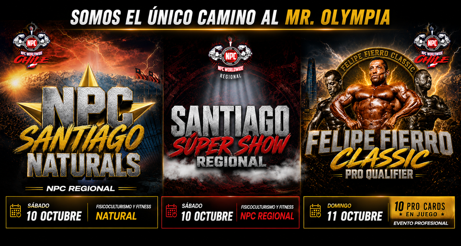 Afiche oficial de los campeonatos NPC Chile de octubre 2026